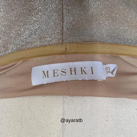 Meshki off shoulder champagne golden mini dress - Picture 3 of 4